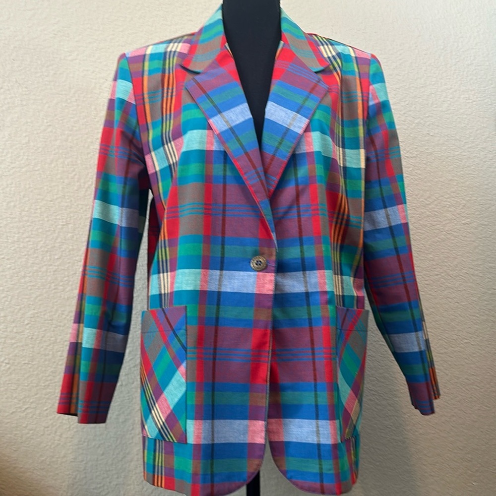 Colorful plaid blazer jacket